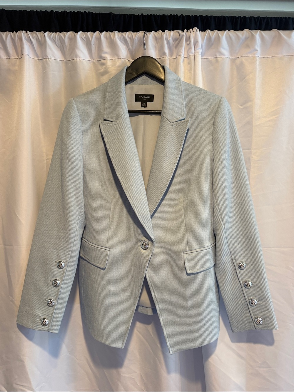 Tahari Powder Blue Single-Button Tailored Blazer